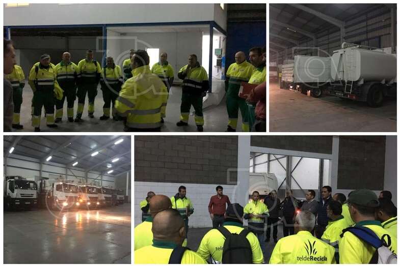 El concejal de Servicios Municipales, Eloy Santana, esta madrugada en la nave de la UTE Santana Cazorla-Valoriza (Foto TA)